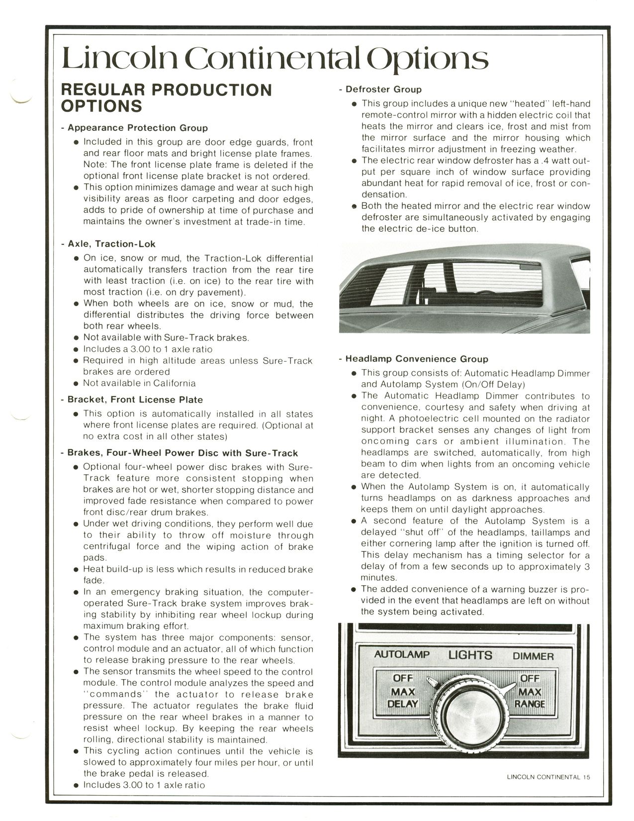 1977 Lincoln Continental Mark V Product Facts Book Page 10